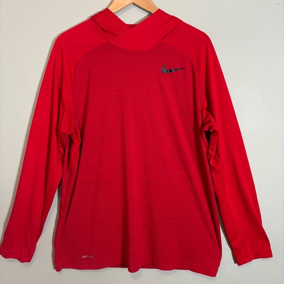 Nike Dri-Fit Touch Long Sleeve Pullover Hoodie-Red-Men Size XL - Picture 2 of 7